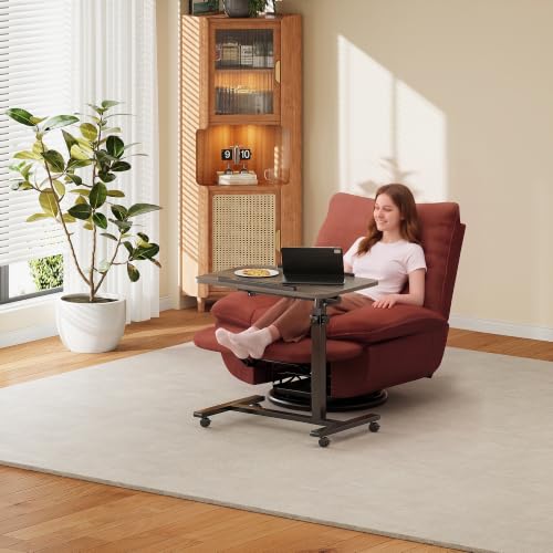 Furist Adjustable Overbed Bedside Table with Wheels Hospital Bed Table Portable Computer Stands Movable Desk Computer Table for Bed Laptop Stand for Couch - color: Oak Grey