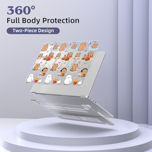 for MacBook Air 13.6 Inch Case M5/M4/M3/M2 2026-2022 Release A3449 A3240 A3113 A2681 Cute Capybara Kawaii Animal Design Crystal Clear Girly Case Laptop Protective Hard Shell Cover - color: Capybara
