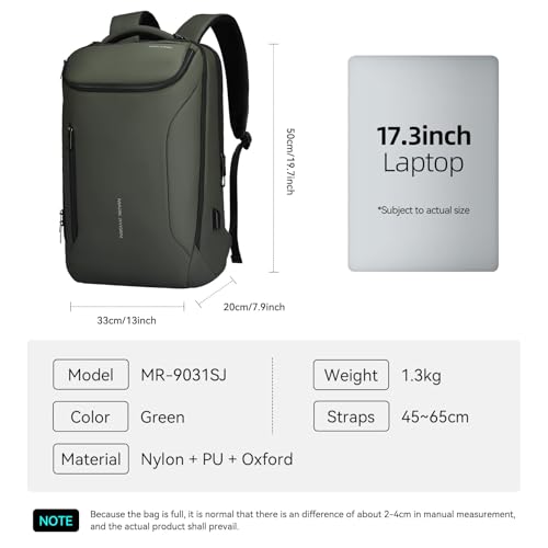 MARK RYDEN Business Backpack for Men, Waterproof High Tech Backpack with Sport Car Shape Design and USB Charging Port, Travel Laptop Backpack Fits 17.3 Inch Notebook | Waterproof Tech Backpack with USB Charging Port, Professional Work Backpack for Travel,