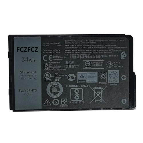 J7HTX Battery 34Wh 4342mAh 02JT7D 7XNTR FH8RW J82G5 7.6V 4-Cell | Replacement for Dell Latitude 7202 7212 Rugged Extreme / Latitude 7220 Rugged Extreme Series 451-BCDH - size: 6.31*4.34*1.17 inch J7HTX