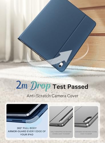 CHESONA for iPad Air 13 Inch(M4/M3/M2)&Pro 12.9(3rd-6th) Case with Keyboard | Magnetic Detachable Keyboard, 7-Color Backlit, Multi-Touch Trackpad, Smart Sleep/Wake, Stain-Resistant Cover, Navy Blue - color: Navy Blue