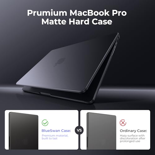 BlueSwan Matte Case for MacBook Pro 14 M5 M4 M3 M2 M1 Pro/Max 2026-2021 | 100% Color Match, Anti-Fingerprint, Anti-Scratch,Ultra Thin, Hard Shell Protective Cover, Space Black Clear - color: Space Black Clear