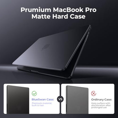 BlueSwan Matte Case for MacBook Pro 14 M5 M4 M3 M2 M1 Pro/Max 2026-2021 | 100% Color Match, Anti-Fingerprint, Anti-Scratch,Ultra Thin, Hard Shell Protective Cover, Space Black Clear - color: Space Black Clear