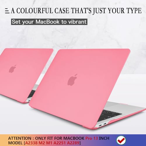 CISSOOK Case for MacBook Pro 13 Inch Pink A2338 A2251 A2289 Model | 4in1 Set Plastic Cover with Keyboard Cover for 2025-2016 MacBook Pro 13" M2 M1, Matte Pink - color: Matte Pink