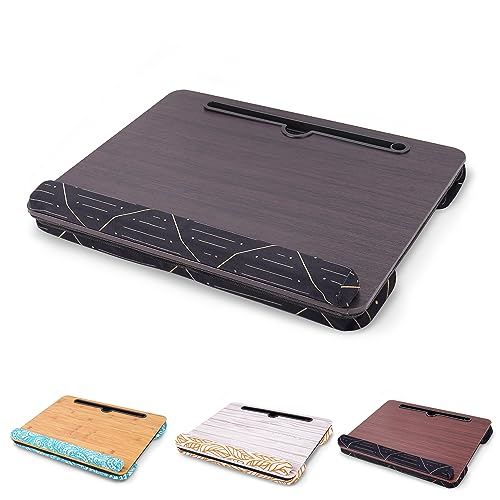 Lap Desk,Fits up to 15.6 inch Laptop Bed Table Computer with Soft Pillow and Storage Bag,Gaming Tray and Writing Tray on Bed for Home Office(2-Dark Brown) - color: 2-dark Brown