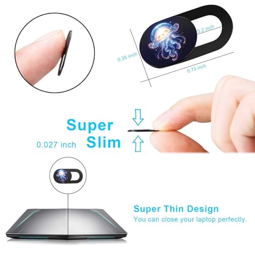 SIREG Webcam Cover Ultra Thin - Web Camera Cover fits Laptop,Tablet,PC,Computer, Smartphone, Protect Your Privacy and Security,Strong Adhesive (Jellyfish A- 3 Pack) - color: Jellyfish A- 3 pack
