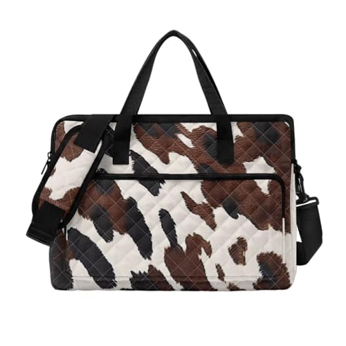 Laptop Sleeve, Laptop Cover with Adjustable Strap Computer Bag Tablet Notebook Sleeves Handbag Messenger Briefcase - color: Brown Cow