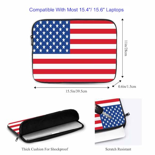 Laptop Sleeve Bag 15.4 15.6 Inch,American Flag USA National Flag Patriotic Protective Polyester Computer Cases Laptop Cover Briefcase Bag Tablet Travel Cover - color: LPS-005