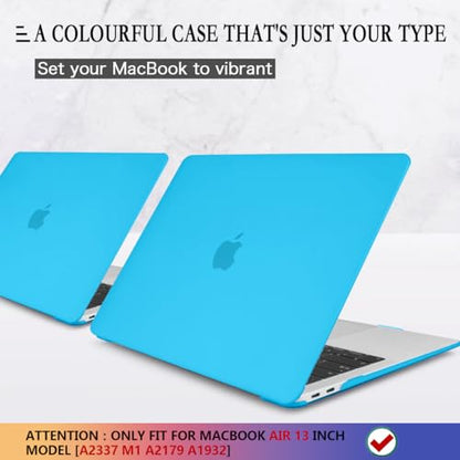 CISSOOK Compatible with MacBook Air 13 inch Case A2337 M1 A2179 A1932 Model 2021 2020-2018 Release, Plastic Blue Hard Shell Case with Keyboard Cover for Mac Air 13.3" with Touch ID, Matte Sky Blue - color: Air13inch-Matte Sky Blue