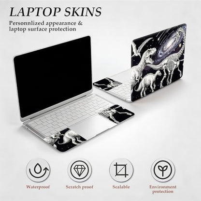 DEGDFSGR 12.1-15.6 Inch Universal Reusable Laptop Skin Sticker Decal, Waterproof Removable Protector for Notebook Cover, Scratch-Resistant Vinyl Cuttable Full Wrap Sticker, Dinosaurs in Space - color: Dinosaurs In Space