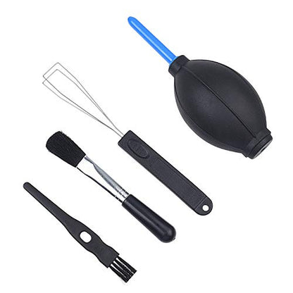 Keyboard Cleaning Kit - 1x Mini Brush, 1x Cleaning Brush, 1x Keyboard Cap Remover, 1x Air Blower and 1x Cleaning Cloth - Also for Laptops, Camera Lenses, Glasses - Home and Office - size: 1x Keyboard Cleaning Kit