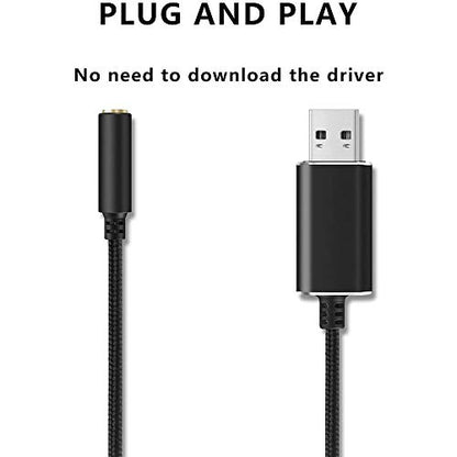 USB to 3.5mm Jack Audio Adapter with 3.5mm Headphone and Microphone Jack for, for, for, for PC/Laptops, Black, 500043134