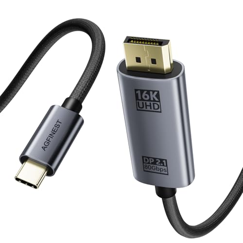 6.6 FT Nylon Braided 4K@240Hz USB-C to DisplayPort 2.1 Cable, 80Gbps UHBR20 | 16K@60Hz 8K@120Hz VRR HDR Thunderbolt 5/4 Compatible with MacBook Pro, Mac mini, RTX5090, OLED Gaming Monitor