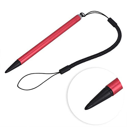 Universal Touch Pen, Black/Silver/Red Resistive POS PDA Navigator Tablet Screen Touch Painting Pen with Hanging Spring Rope(Red) - color: Red