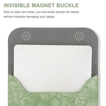 MOSISO Laptop Case 13 inch, 13 inch Laptop Sleeve with Small Bag | Compatible with MacBook Neo 13 A18 Pro A3404/Air 13/Pro 13/Pro 14 M5 M4 M3 M2 M1,Embossed Hibiscus PU Leather Case,Sage Green - color: Sage Green, size: 13 inch