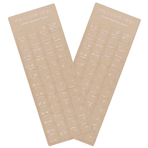 2 Pack Universal Korean Keyboard Stickers Transparent Background, Transparent Background with White Lettering for Computer Laptop Notebook Desktop, Replacement Computer Keyboard Stickers (Korean). - color: Korean-transparent/White Letters