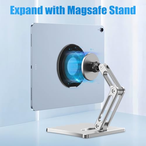 Universal Tablet Mount , Ring Holder Stand Grip for iPad Pro Air Mini,Black | Adjustable 360 Degrees Rotating Tablet Holder Fit for ipad/Kindle/e-reader and 6-13” Device,Compatible with Magsafe Stand - color: Black