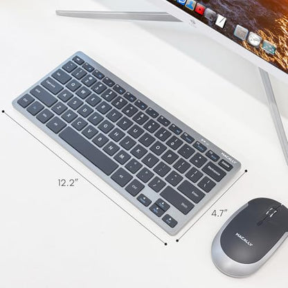 Macally Small Wireless Keyboard | Mini Keyboard for PC - Slim, Quiet & Portable for Laptop, Desktop PC, Surface, Chromebook - Space Gray - color: Space Gray