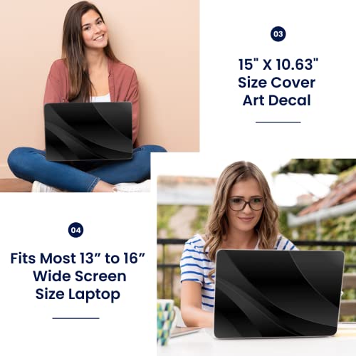 LSS 15 15.6 Inches Laptop Notebook Skin Sticker with 2 Wrist Pads - Reusable Cover Protector Vinyl Sticker Cover Decal Fits 13" - 16" HP Asus Acer Samsung - Black Waves - color: Black Waves, size: 13" - 16"
