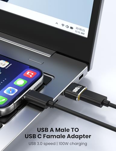 USBC Female to A Male Adapter Primarily for Charging, 10Pack, Black | Data Transfer,100W Charging, Compatible with iPhone17-15 Plus Pro Max,iPad Air Mini 6 7,Samsung Galaxy S25-S22,iPad Air,Pixel