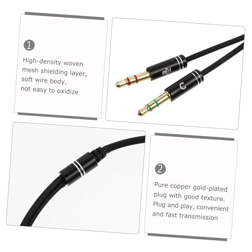 2pcs Headset Jack Adapter Cord Y Splitter Cable Male to Female Audio Extension for Laptops Mobile Phones Microphone Live Streaming Karaoke