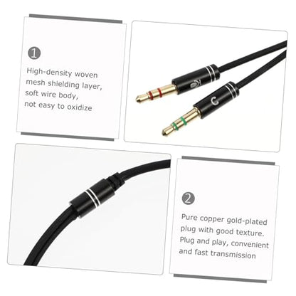 2pcs Headset Jack Adapter Cord Y Splitter Cable Male to Female Audio Extension for Laptops Mobile Phones Microphone Live Streaming Karaoke