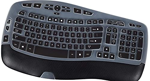 Keyboard Cover for Logitech K350 MK570 MK550 Keyboard Skin for Logitech K350 MK550 MK570 Wireless Wave Keyboard Cover Protective Skin Accessories, Black - color: Black