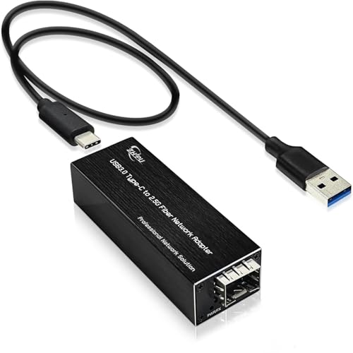 Mini USB C to 2.5G Fiber Network Adapter, USB3.0 Type-C 5V to 2.5G Base-X SFP Fiber Optic Ethernet Adaptor, Support Windows/Linux, for Laptop/PC/Tablet