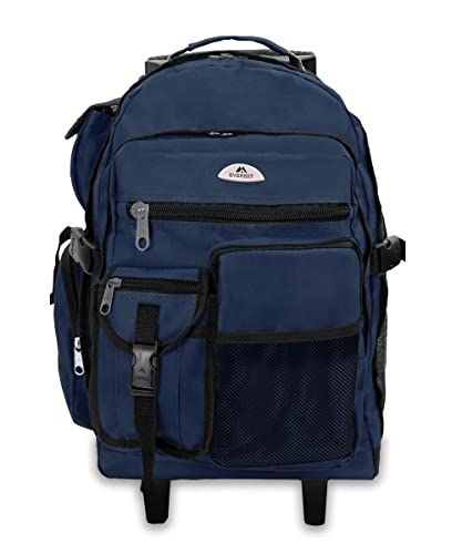 Everest Deluxe Wheeled Backpack, Navy, One Size - color: Navy