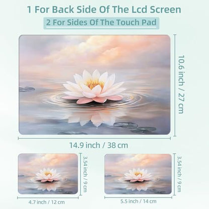 Universal Laptop Skin Decal, 3-Piece Vinyl Protector for 12 13 14 15.6" Notebook, Waterproof Anti-Scratch, Easy Trim & Bubble-Free Finish, Elegant Lotus Flower - color: Elegant Lotus Flower