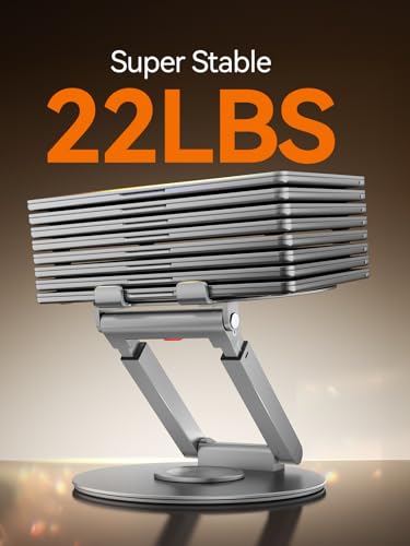 Telescopic Laptop Stand with 360° Rotation, Adjustable Height & Tilt Swivel Laptop Riser, Ergonomic Standing Desk Converter for 10-17" MacBook Pro/Air, Dell, HP – Supports up to 22lbs (Silver) - color: Silver