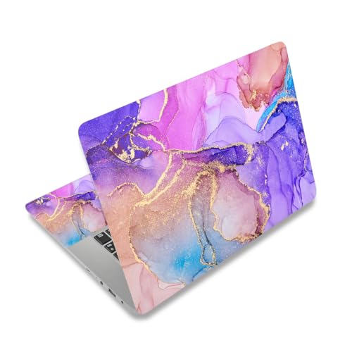 Laptop Decal Sticker Skin Cover, 11.6”12" 13" 13.3" 14" 15" 15.4" 15.6 inch Laptop Netbook Vinyl Skin Sticker Cover Art Notebook PC Protector (2 Wrist Pad Skins), Removable Reusable, Purple Marble - color: Purple Marble
