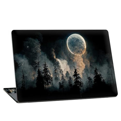 Universal Laptop Skin Sticker with 2 Wrist Pad Skins, Waterproof Scratch Resistant Vinyl Laptop Cover Decal, Cut to Fit for 11–15.6 Inch MacBook HP Dell Lenovo, Foggy Forest Moon - color: Foggy Forest Moon