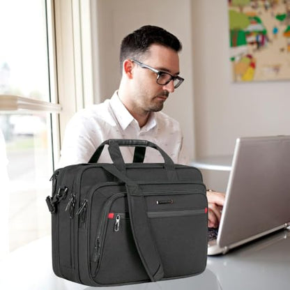 VANKEAN Expandable Waterproof Laptop Briefcase Fits Up to 17.3" for Travels