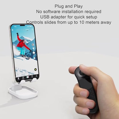 Wireless Presenter Remote Rechargeable, Bluetooth Presentation Clicker with Touchpad Mouse Control, 2.4G USB Receiver for PC Laptop Slides Presenters (Black) - color: Black