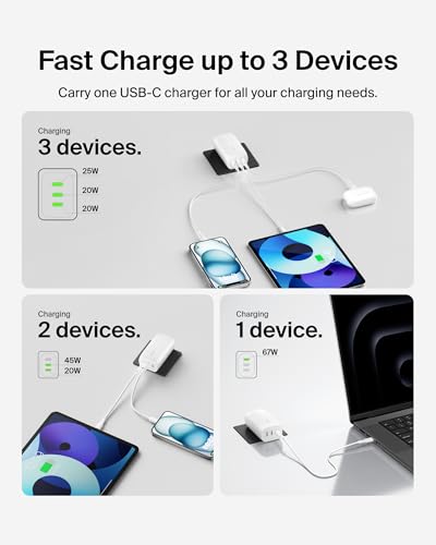 Belkin 3-Port USB C Charger Block 67W - PPS USB-C PD3.1 PPS Super Fast Charging - Samsung Galaxy S26, Apple iPhone 17, Air, Pro, MacBook, AirPods, Apple Watch, Nintendo Switch 2 & More - White, 2-Pack - style: White 2-pack