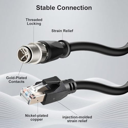 Alvin's Cables Ethernet Cable for Cognex in Sight 8200 8400 Series CCB-84901-2001-05 M12 8 Position X Code to RJ45 16.4ft/5M - color: Black, size: 5M/16.4FT, style: Straight 8 Pin