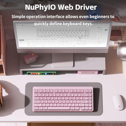 NuPhy Node75 Wireless Mechanical Keyboard, 75% Hot Swappable Custom Keyboard, 82 Keys Computer Gaming Keyboards, Supports Touch Gestures, PBT Keycaps, RGB Backlit, Bluetooth/2.4GHz/USB-C - color: Pink, size: High-Profile Red Max Switch