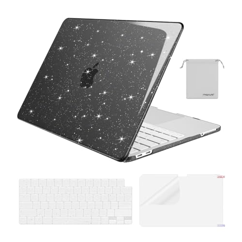 MOSISO Sparkly Glitter Case Compatible with MacBook Neo Case 13 inch 2026 | Model A3404 with A18 Pro Chip, Crack-Resistant Protective Hard Shell Case&Keyboard Cover&ScreenFilm&Pouch, Black - color: Black