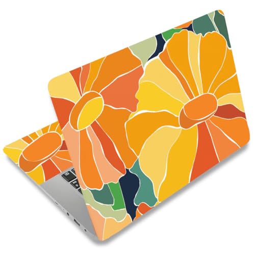 SUPERDANT Laptop Skin Sticker Flowers Laptop Decals Personalized Universal Notebook Computer Wrap Vinyl Skin Stickers Cover Art Decal Removable 12-15.6 Inch Waterproof Scratch-Resistant Gifts Orange - color: Orange