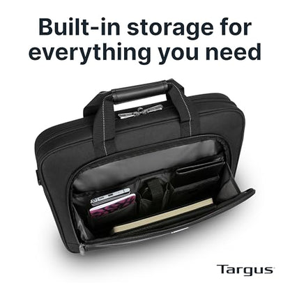 Targus 15-16 Inch Slim Lightweight Laptop Briefcase, Black - Messenger and Shoulder Bag with Padded Compartment and Trolley Strap for 16" Laptops (TCT027US) - color: Black, size: 16 inch