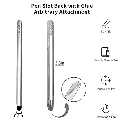 Stylus Pens with Pen Slot for Touch Screens, High Precision Capacitive Universal Stylus for iPad iPhone Tablets Samsung Galaxy All Touch Screen Devices (Silver-Long) - color: Silver-Long