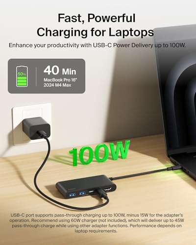 Belkin USB-C Hub 5-Port 4K HDMI 2.0 100W PD for MacBook, iPad & laptops | 5Gbps data transfer, 4K HDMI 2.0 display support, compatible with iPad Pro, Chromebook, and Neo MacBook - style: 5-in-1 USB-C Hub