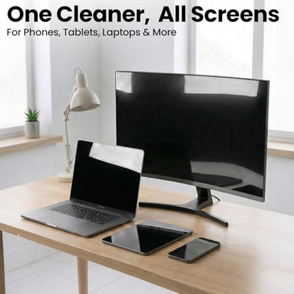 EVEO Car Screen Cleaner Spray and Wipe -2-in-1 iPad Accesories Laptop screen cleaner, New Car Essentials - Touchscreen Cleaner for tesla, Laptop, Computer, MacBook and More - 2 Pack (Grey & Rose Gold) - color: Grey & Rose Gold