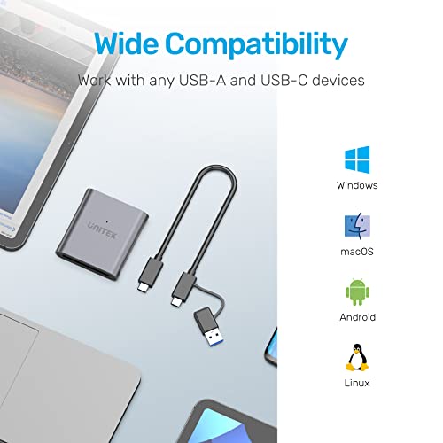 CFast Card Reader, Unitek USB 3.0 USB C CFast 2.0 Card Reader, Portable Aluminum CFast Memory Card Adapter Thunderbolt 3 Port Connection Supported, Compatible for SanDisk, Lexar, Transcend, Sony Card