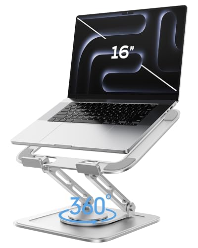 LOXP Adjustable Laptop Stand, Computer Stand with 360 Rotating Base | Ergonomic Laptop Riser Mount for Desk Foldable Protable Computer Desk Fits with MacBook Pro Air - color: White