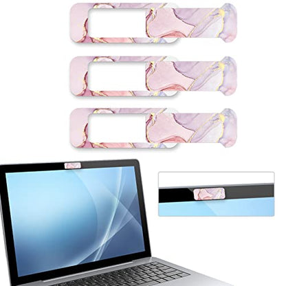 Webcam Cover, 3 Pieces, Laptop Camera Cover, Privacy Shielding Capacity is Twice as Big as The Traditional, Suitable for Computer Mobile Phones, laptops, Tablets and so on (Pink Marble) - color: Pink marble