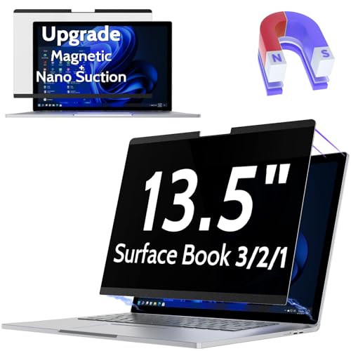 Peslv Magnetic Privacy Screen for Surface Book 3/2/1 13.5 Inch, Removable Anti Blue Light Glare Filter, Black Security Private Apy Block Protector - size: Surface Book 13.5 Inch (3/2/1)
