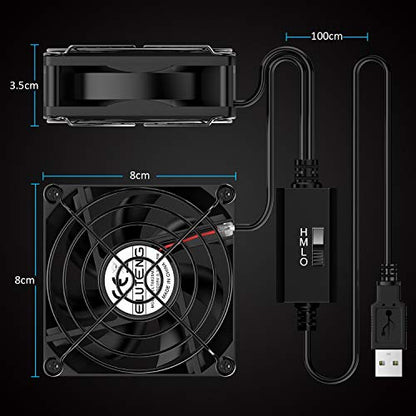 ELUTENG Dual USB Fan 80mm, 3 Speed Adjustable USB Ventilator with 2750RPM | 5V Computer Cooling Fan for Computer/Laptop/Router/TV Cabinet/DVR/Xbox/Game Console Cooling - size: 80mm