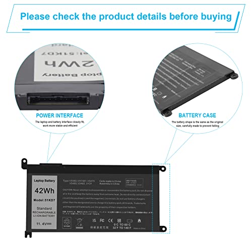 Fancy Buying 51KD7 Laptop Battery Replacement for Dell Chromebook 11 3100 3180 3189 5190 3181 2-in-1 14 3400 Series P28T001 Y07HK FY8XM 0FY8XM - size: 6.89*3.5*0.24inch